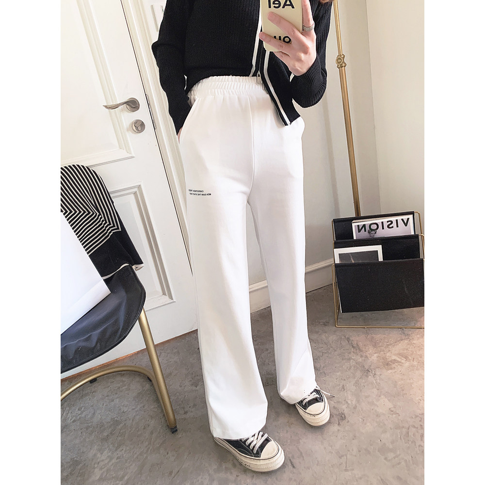 Casual Pants Woman 2022 Spring new women's clothing Han version Fashion foreign language Loose Display Slim Tall Waist Straight Barrel Wide Pants Woman