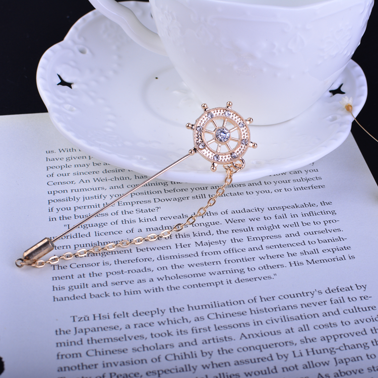 Huy hiệu nam Corsage Corsage Thời trang châu Âu và Mỹ Navy Wind Ship Helm ornament Neo Suit Trâm Tide Badge - Trâm cài cài áo