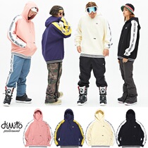 1819DIMITO Korean ski sweater double veneer mens and womens round neck sleeve warm plus velvet base shirt hoodie