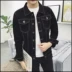 Mẫu áo thu đông 2018 nam Hàn Quốc giản dị áo khoác denim nam mỏng tay dài áo khoác nam quần áo thủy triều hoang dã áo da nam Áo khoác