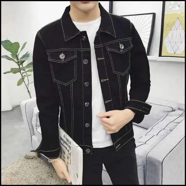 Mẫu áo thu đông 2018 nam Hàn Quốc giản dị áo khoác denim nam mỏng tay dài áo khoác nam quần áo thủy triều hoang dã áo da nam