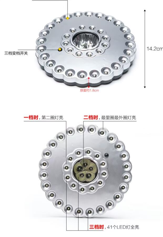 Cắm trại ngoài trời ánh sáng trường cắm trại đèn khẩn cấp 41 Đèn LED chiếu sáng lều trại ánh sáng độ sáng cao đèn pin sạc điện