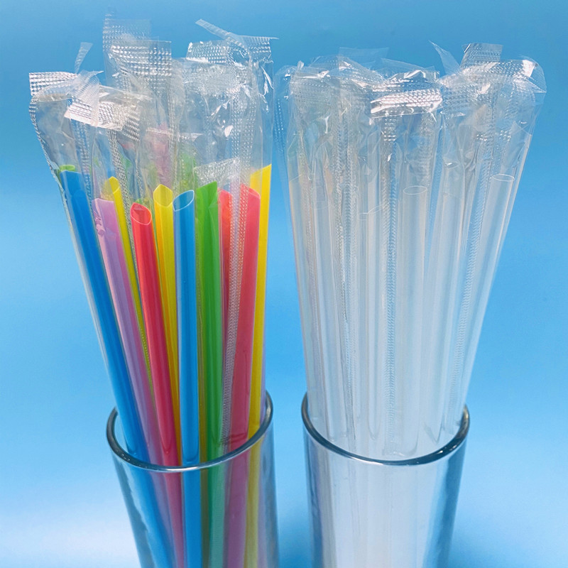 1000 Transparent Disposable Fine Straws Independent Packaging Color Juice Soy Milk Beverage Plastic Straws