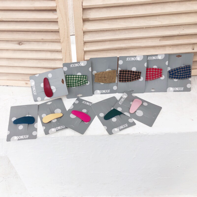 Leather BB clip children's headwear Korean hairpin simple and versatile personality girls and ladies small plaid hair accessories hairpins