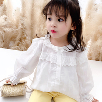 Female baby long sleeve shirt childrens clothing 2020 spring new small children lace shirt children Korean foreign style top