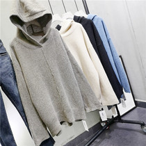 Autumn and Winter Korean version of the wild hooded cashmere sweater warm and soft cashmere pullover sweater lazy loose high-quality sweater