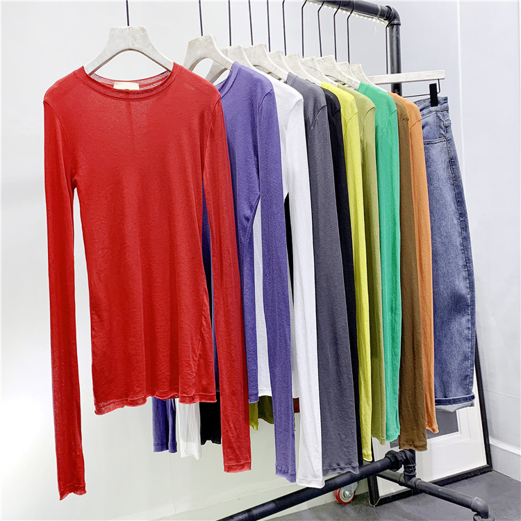 In-store must be in autumn and winter new color good version of the show slim fit no side T-shirt fashion 100 hitch bottom-shirt blouse