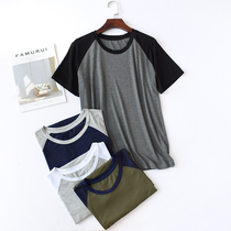 Summer Modale t-shirt male pure color minimalist round collar thin half sleeve stretch wood Deir home hit undershirt blouse