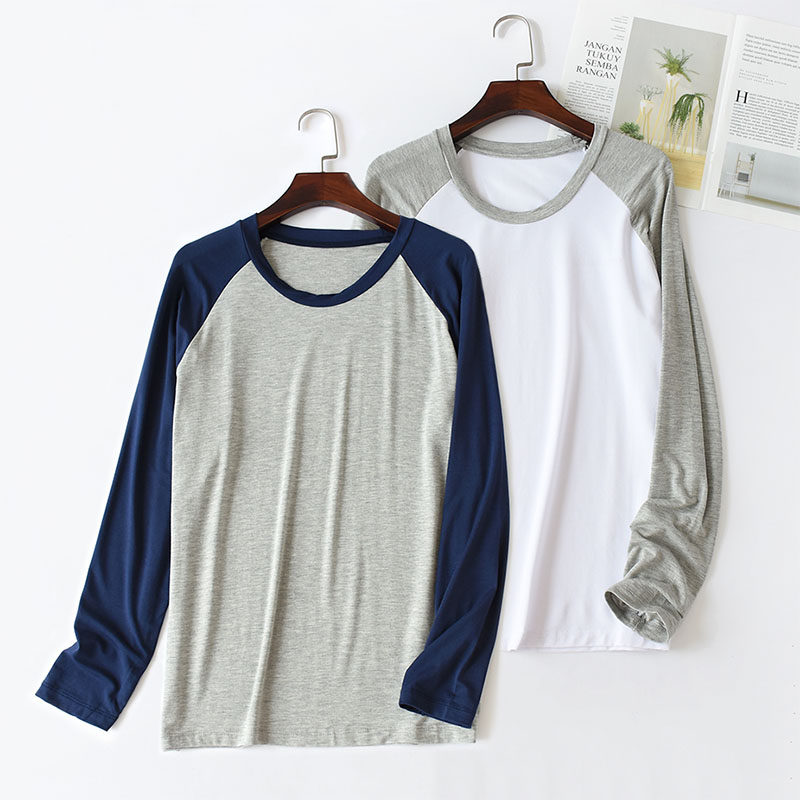 Modal long-sleeved T-shirt men's summer thin section long-sleeved inner wear round neck large size loose fitness inner spring and autumn clothes