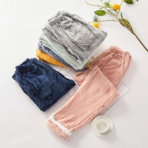 Thickened Coral Suede Woman Sleeping Pants Autumn Winter Flannel Suede Home Long Pants Pure Color Loose Plus Suede Warm Home Pants Big Code