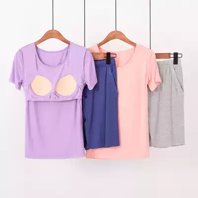 Summer modal home suit women's half-sleeved T-shirt thin loose short-sleeved shorts pajamas outside