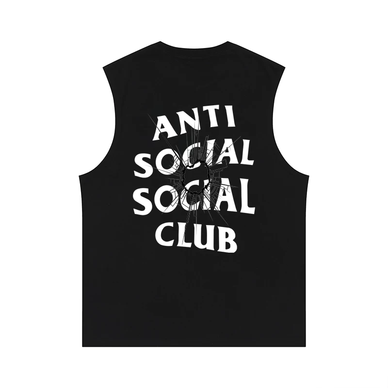 Пустой принт с разорванной надписью ANTI SOCIAL SOCIAL CLUB ASSC на футболке без рукавов свободной посадки хлопковый жилет