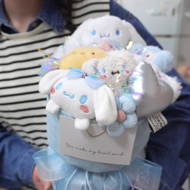 Sanrio Melody Cinnamon Dog Plush Doll Bouquet Cartoon Doll ຂອງຂວັນວັນເກີດຂອງເດັກນ້ອຍຍິງ