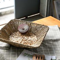 Creative Retro Fruit Tray Living Room Home Square Grass Choreographer Fruit Tray European-style Fruit Tray Decorated Wall Square Tray Tray