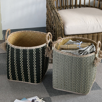 Southeast Asia Retro Grass Dirty Laundry Basket Large Toy Basket Storage Basket Clothes Containing Basket Finishing Box Flower Pot