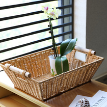 American Countryside Plastic Basket Kitchen Vegetable Fruit Bread Basket Imitation Vine Woven Living-room Snacks Finishing Containing Boxes