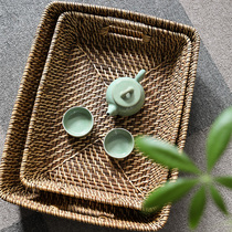 Rectangular Vine basket Rattan Chronicles table containing basket Household Debris Finishing Basket Bath supplies storage trays