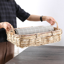 American natural rattan choreography tray lifting basket tea table containing box bedroom wardrobe storage hamper handle table top