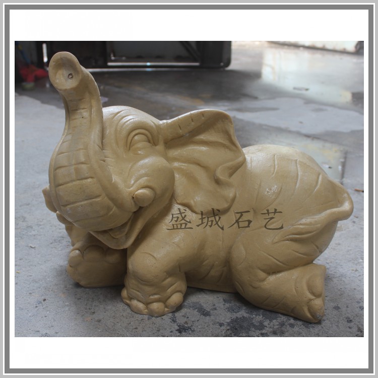 Sandstone Baby Elephant Fountain Sculpture Sandstone Relief Garden Landscape Water Feature Sculpture Hotel Apartment Fountain Decoration