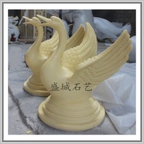 Sandstone swan fountain sculpture European sandstone relief round sculpture Park real estate landscape sandstone fountain decoration