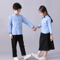 Childrens clothing boy suit Xia primary school uniform Tang suit Hanfu kindergarten autumn clothing Spring Childrens Republic of China clothing chorus suit