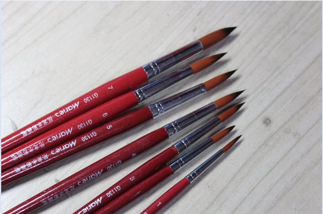 Marley G1130 round head nylon brush pointed head watercolor painting gouache acrylic paint brush art brush single