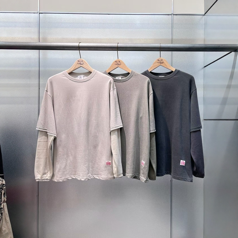 Gvr Com Dongdaemun Purchasing Agent for Korean Authentic Products 2026 Autumn New Color-Blocked Round Neck Loose Long-Sleeved T-Shirt for Women