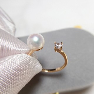 K gold craft natural freshwater pearl ring live mouth simple