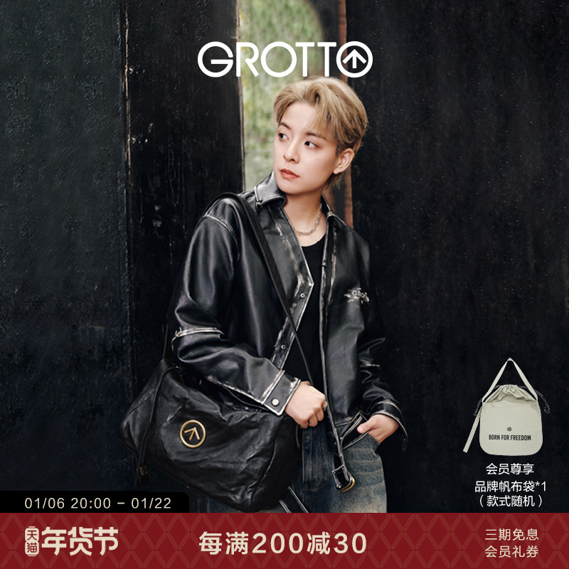 アンバーと同じ GROTTO ブラック ストーン バッグ、非性差別植物タンニンなめしシープスキン ショルダー クロスボディ ソフト バッグ