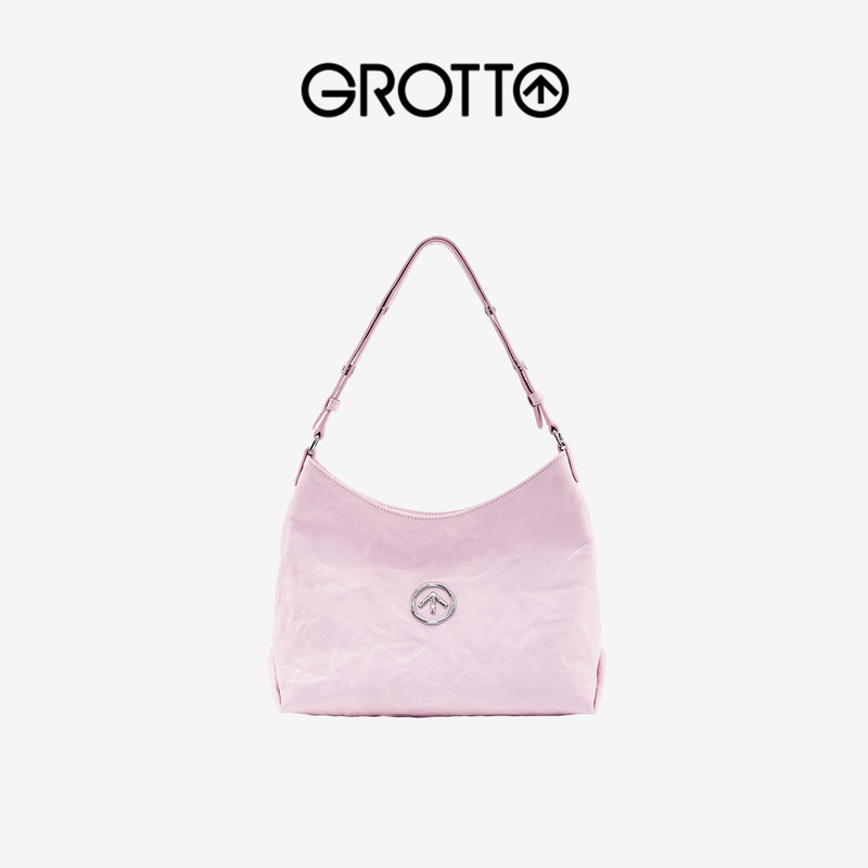 Grotto Hobo Vegetable-Tanned Pleated Sheepskin Commuter Shoulder Crossbody Soft Bag Grotto Hobo Vegetable-Tanned Pleated Sheepskin Commuter Shoulder Crossbody Soft Bag