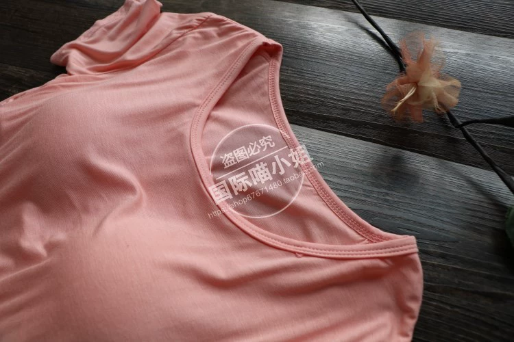 Tay áo ngắn với áo ngực cúp ngực modal cotton bra cup một áo thun yoga đồ lót nửa tay áo nỉ nữ mùa hè