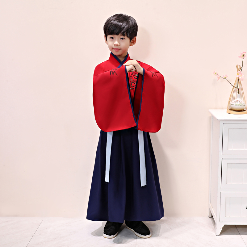 Chinese Style Children's Tang Suit Boys'Chinese Academic Dress Little Books' Chinese Style Performance Dress