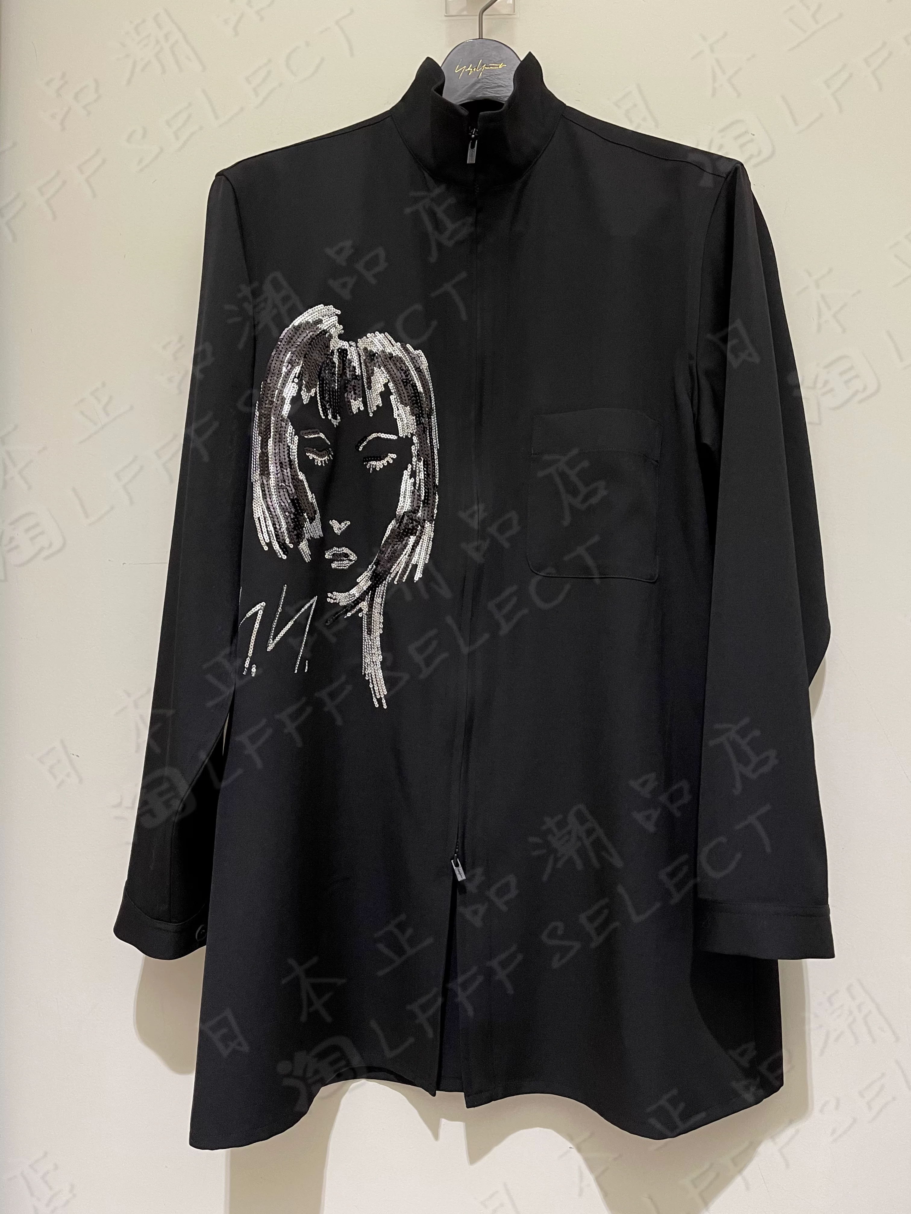 Японский агент по покупке Yohji Yamamoto 22SS wool RIE Miyazawa Aoi пайетки портретный узор рубашка
