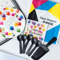 Birthday cake disposable knife and fork plate combination cake plate fork plastic knife and fork four in one knife and fork plate set
