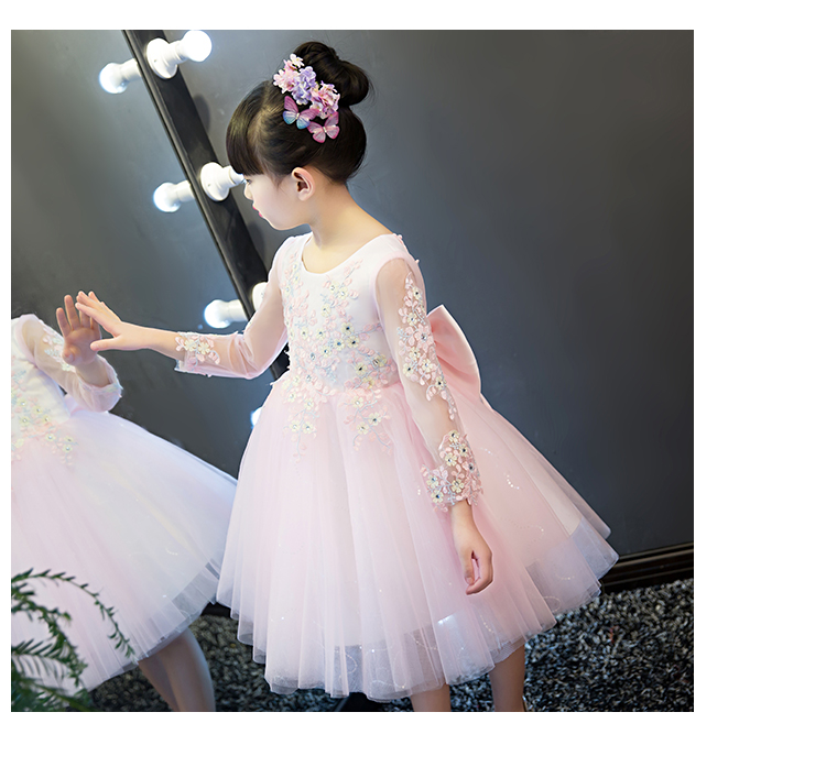 2018 mới màu hồng trẻ em váy công chúa váy tutu cô gái catwalk trình diễn trang phục hoa cô gái váy mùa hè trang phục biểu diễn cho bé