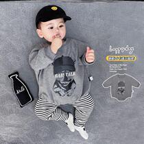 Baby Conjoined Clothing Spring Autumn Clothing Baby Long Sleeve Pure Cotton Khaclothes Triangle Crawl to the Han version Ocean Gas Cartoon Fashion