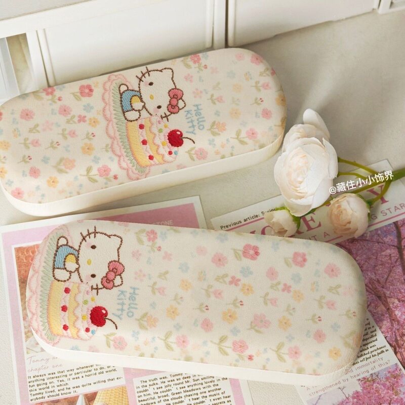 Hello Kitty Glasses Case Cake Hello Kitty Eye Box Student Myopia Glasses Storage Box Anti-Fall and Dustproof