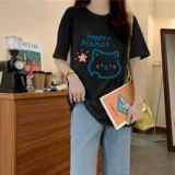 Весенняя летняя футболка с коротким рукавом, свободный крой, большой размер, оверсайз