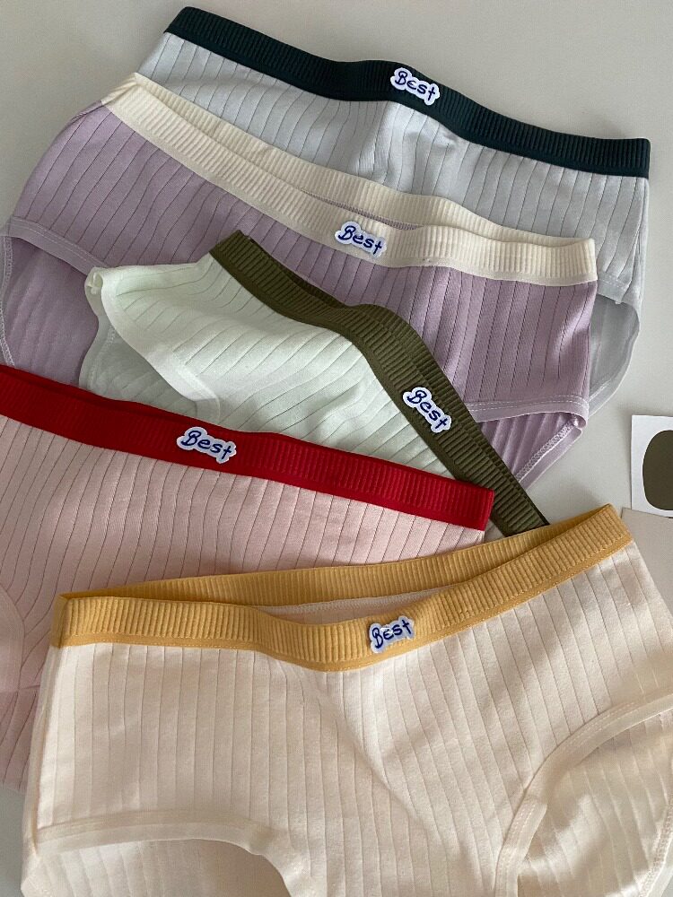 5 packages of day sweet pure air underwear female spring cute age indentation middle waist student triangle punch pants