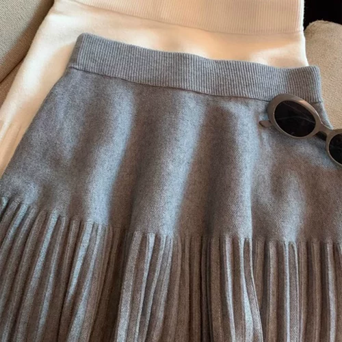 Летняя эластичная короткая трикотажная юбка в складку, высокая талия, А-силуэт