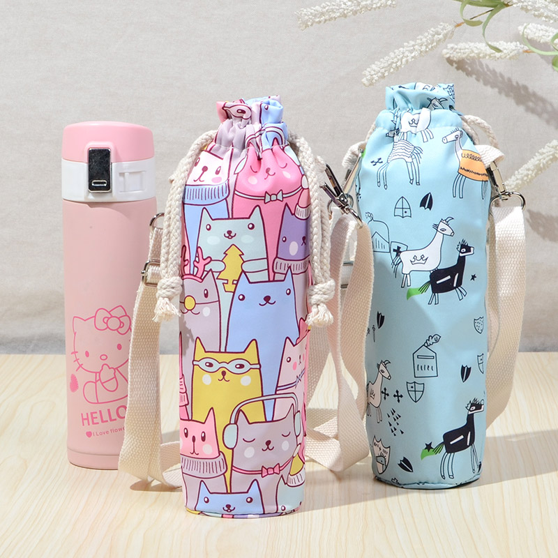 Water Cup Cloth Bag Portable Waterproof Beam Mouth Drawstring Thermos Cup Set Messenger Canvas Glass Bag 500600