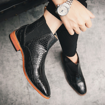 2022 - Spring 2022 new British mens high - gang leather shoes and shoes Chelsea Shoes hairstyle shoes