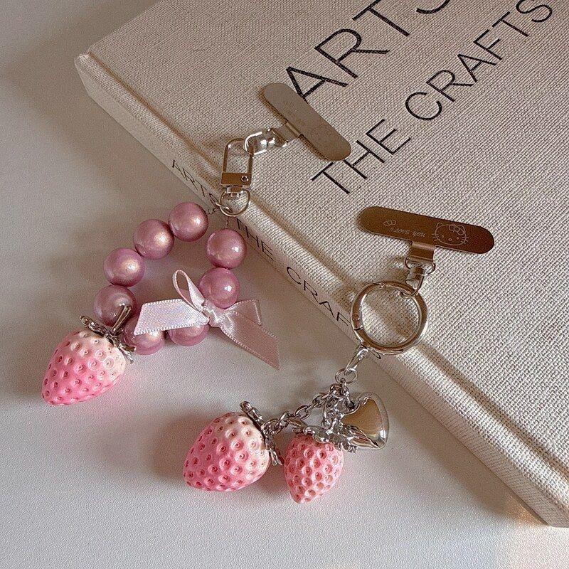 Korean-Style Cute Pink Strawberry Girl Pendant, Creative and Versatile Phone Chain, Sweet and Stylish Bag Pendant, Keychain