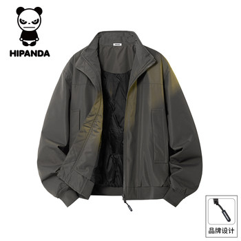 Hipanda Hello Panda Autumn and Winter Short down Jacket Men's New American Style Stand Collar Top Coat Men's Gh