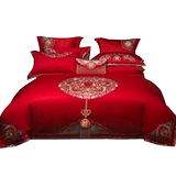 南方寝饰 Хлопковый комплект, хлопковая простыня, пододеяльник, чай улун Да Хун Пао, покрывало, 4 предмета, с вышивкой