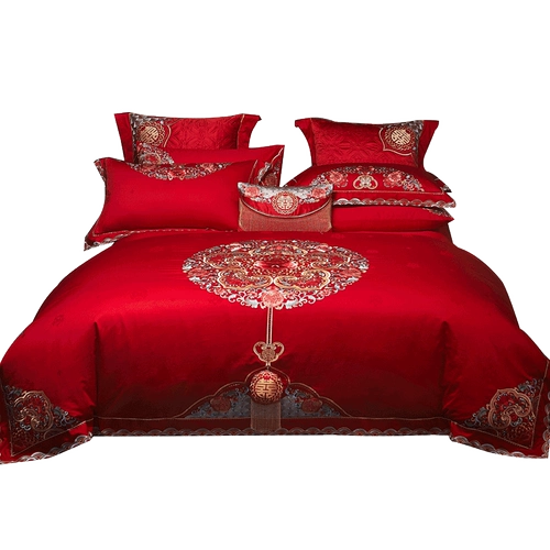 南方寝饰 Хлопковый комплект, хлопковая простыня, пододеяльник, покрывало, 4 предмета, с вышивкой