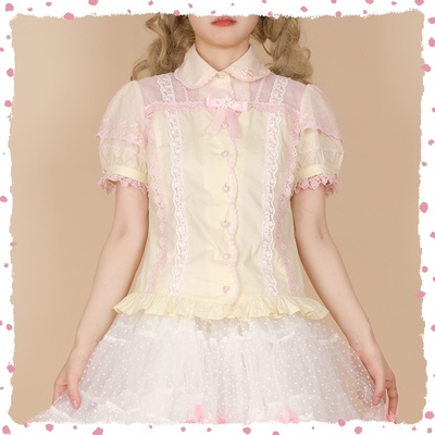 taobao agent [Spot drop] Sakura girl lolita inside/original cotton short shirt OP cute black sweet wind