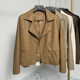 ເສື້ອຫນັງຫນັງສໍາລັບແມ່ຍິງ 2024 ພາກຮຽນ spring ຊຸດໃຫມ່ collar loose casual ສັ້ນແບບຕາເວັນຕົກ niche ສູງ-end jacket ຫນັງ
