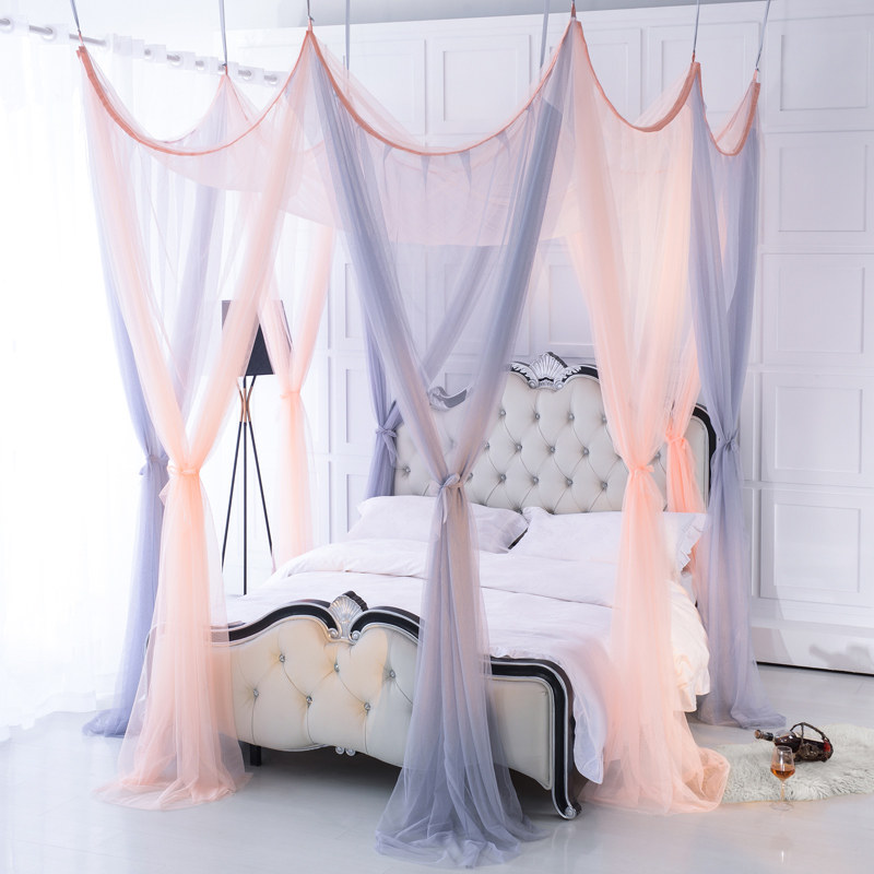 Two-color Baroque light luxury 8-door ceiling mosquito net Princess Wind Inn 2 6-meter large round bed mosquito net