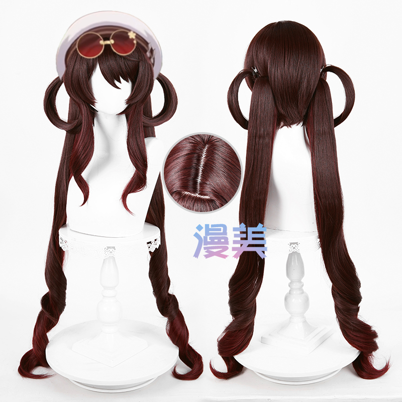 Manmei Original Sea Lantern Festival God Su Xue Tao Hong Hu Tao Cosplay Wig, Realistic Scalp Top, Special Mixed Color and Color Matching Manmei Original Sea Lantern Festival God Su Xue Tao Hong Hu Tao Cosplay Wig, Realistic Scalp Top, Special Mixed Color and Color Matching